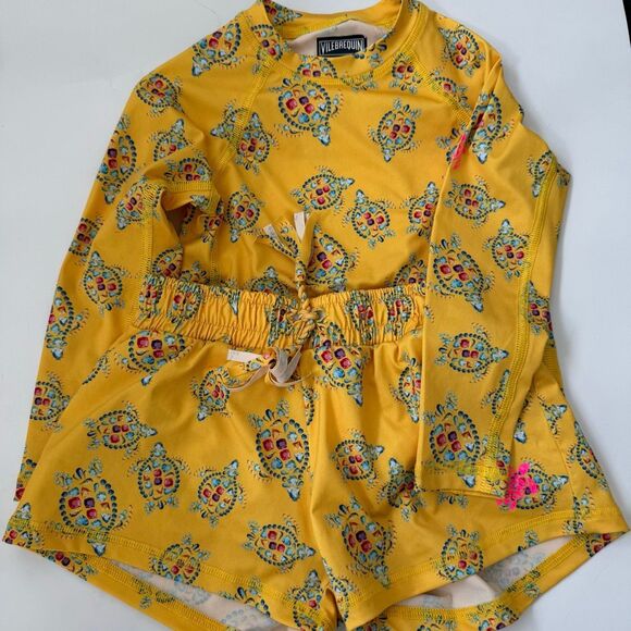 Vilebrequin SET Shorts & Top Vendome Turtle Printed Girl Rashguard Glace Size 4 - Picture 2 of 12